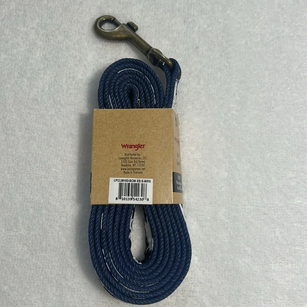Wrangler XSmall/Small Dog Overlay Leash in Cow Print black white denim blue NWT